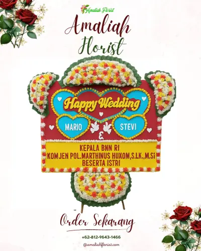Karangan Papan Bunga Pernikahan di Mendelem